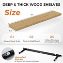 Fun Memories Floating Shelves for Wall, 32" Rustic Wood Deep Wall Mounted Shelves with Invisible Brackets for Decor & Storage, Floating Shelf for Living Room, Bathroom (Oak, Set of 2) by CozyNest Decor