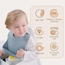 Moonkie Silicone Baby Bibs Set Of 2 | BPA Free Waterproof | Soft Flexible Adjustable Silicone Bibs for Babies & Toddlers(Dark Grey/Kodak) by TinyTreasures Baby Boutique