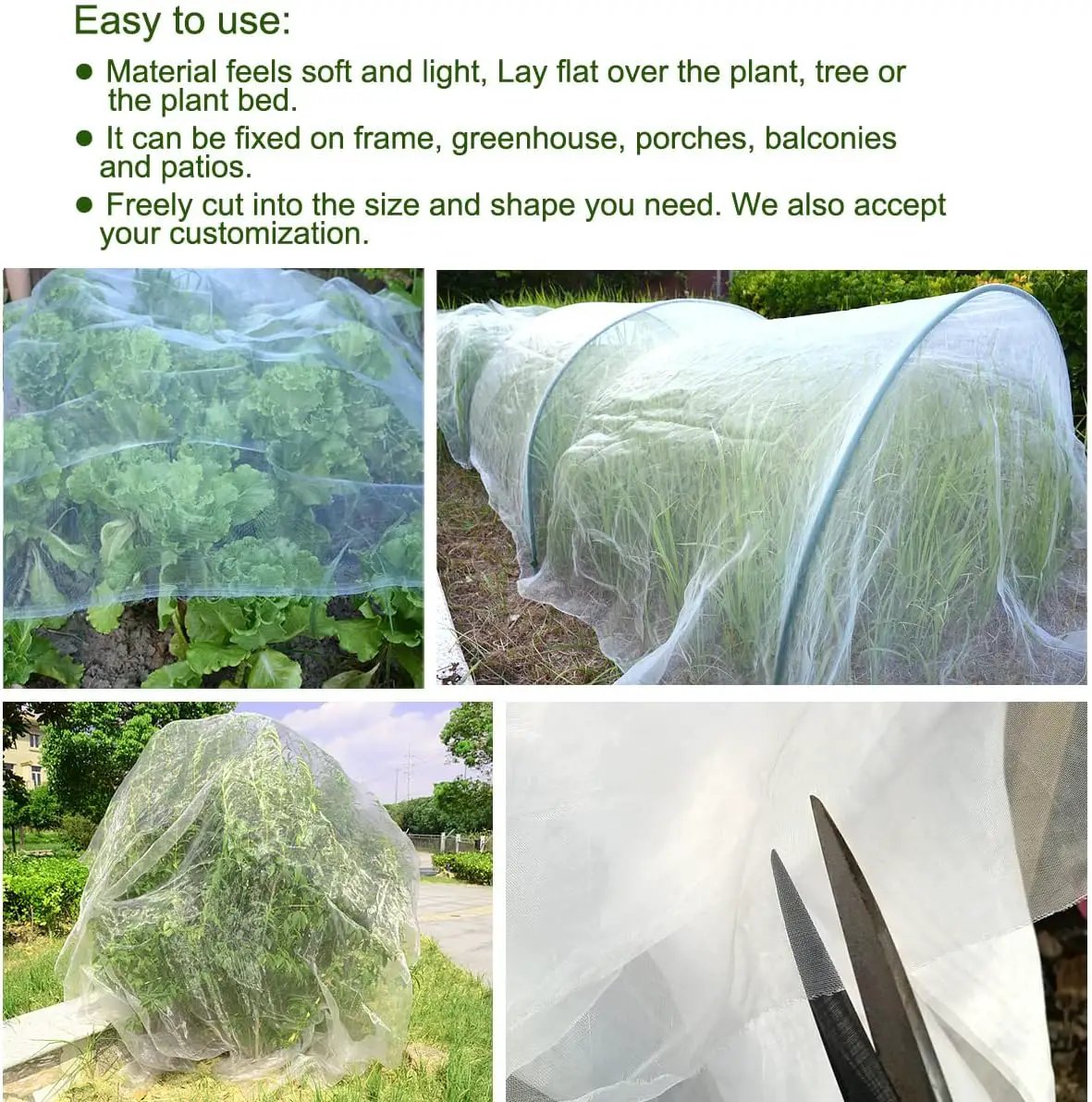 10Ft x 100Ft Mosquito Bug Insect Bird Fine Mesh Net Barrier Hunting Blind Garden Screen Netting for Protect Your Plant Fruits Flower, photo 3 of 5