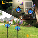 Solar Pathway Lights Outdoor, 2 Pack Metal Garden Lights, Decorative Lanscape Lighting Waterproof Solar Garden Decor Gifts for Mom, Women - Blue by GreenHaven Gardens