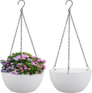 10 inch Hanging Planters for Indoor Outdoor Plants, 2 Pack Hanging Flower Pots with Drainage Holes and Chain for Garden Balcony Porch, Round Plastic Hanging Baskets for House Plants, White by CozyNest Decor