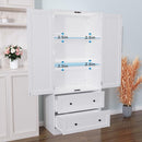 64.2" Tall White Kitchen Pantry, Storage Cabinet with Doors and Drawers, Freestanding Wooden Organizer for Kitchen, Dining Room