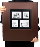 RECUTMS Self Adhesive Photo Album Scrapbook Album 60 Magnetic Double Sided Pages Leather Hardcover 13.3 x 13.4 (Inches) Large Leather Family Photo Albums with Sticky Page(Brown) by TinyTreasures Baby Boutique