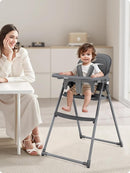 Foldable High Chair, High Chairs for Babies and Toddlers, Dining Chairs and Eating Chair with Adjustable Tray and 5 Point Harness for Infant, Gray by TinyTreasures Baby Boutique