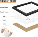 upsimples 8x10 Picture Frame, Natural Solid Wooden Picture Frames, Display 5x7 with Mat or 8 x 10 Without Mat, Wall or Tabletop, 1 Pack, Black by CozyNest Decor