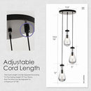 3-Light Raindrop Pendant Light Fixtures, Black Glass Pendant Lighting, Teardrops Modern Hanging Light for Entryway Foyer Kitchen Island Dining Living Room Hallway by CozyNest Decor