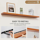 Fun Memories 55 Inches Floating Shelves - 8 Inch Deep Rustic Solid Pine Wood Wall Shelves for Storage - Farmhouse Wall Mounted for Living Room - Heavy-Duty Metal Bracket - 55" W x 8" D - Honey by CozyNest Decor