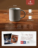 famiware Coffee Mug Set for 4, Star 12 oz Catering Mugs Cup Set with Handle for Coffee, Tea, Cocoa, Milk - Ceramic Stoneware Drinkware Set, Smoky Blue by CozyNest Decor