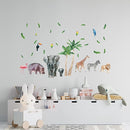 Safari Animal Wall Decals for Kids by Lipastick-Peel and Stick Jungle Stickers Giraffe, Elephant, Hippo, Palm Tree, Parrot for Toddlers Room, Nursery, Playroom, Classroom, Daycare Decor Art- S Size by TinyTreasures Baby Boutique