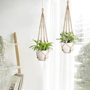 Mkono 43 Inch Macrame Plant Hanger Large for up to 12 Inch Pot Extra Long Hanging Plant Holder No Tassels Hanging Planter Basket with Wood Beads for Indoor Outdoor Home Decor, Brown, Set of 2 by GreenHaven Gardens