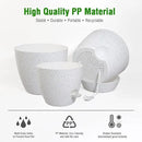 10/9/8 inch Self Watering Pots, Set of 3 Plastic Planters with Mesh Drainage Holes and Deep Reservoir for Indoor Outdoor Garden Plants and Flowers, White Speckles by GreenHaven Gardens