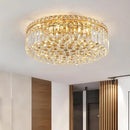 6-Lights Gold Crystal Flush Mount Chandelier Light Fixture K9 Crystals Modern Ceiling Lights Elegant Pendant Lamp for Bedroom,Hallway,Bar,Living Room,Dining Room,H5.9 xW20 (Bulbs Not Included) by CozyNest Decor