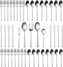 Alata Cube 45-Piece Forged Stainless Steel Flatware Set Cutlery Set,Service for 8,Silver Finish,Dishwasher Safe by CozyNest Decor