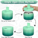 12oz Insulated Vacuum Food Jar with Buckle Lid Wide Mouth Soup Thermo for Hot Food Kids Leakproof Stainless Steel Lunch Container (Gradient Green, 12OZ) by TinyTreasures Baby Boutique