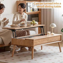100% Solid Wood Lift Top Coffee Table for Living Room, Mid Century Modern Tables with Drawers and Large Storage, Oak Coffee Tables for Small Spaces (Oak Wood Log, 39.37" W x 21.65" D x 25.59" H) by CozyNest Decor