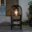 Solar Mesh Lantern Outdoor – 13.8" Tall Black Metal Patio Light with Edison Glass Bulb, Solar Powered Warm Glow LED, Waterproof IP65 for Garden, Porch, Deck, Tabletop Decor by CozyNest Decor