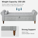 Storage Ottoman Bench for Bedroom, 63" End of Bed Bench with Rolled Arms Upholstered Ottoman Bench Fit for Bedroom, Living Room, Entryway, Velvet Light Gray by CozyNest Decor