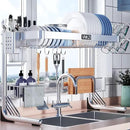 VNKZI Over Sink Dish Drying Rack, 2 Tier Full Stainless Steel Storage Adjustable Length (25.98'' to 36.61'') Kitchen Rack, Multifunctional Expandable Counter Organizer, Space Saver Dish Rack by CozyNest Decor