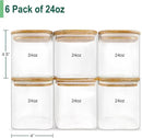 Urban Green Glass Jars with Airtight Lids, Airtight Glass Canisters with Locking Lids, (Bamboo-6P-24oz) by CozyNest Decor