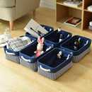 TcaFmac Small Storage Baskets [6 Pack] - Navy Blue Rectangular Storage Bins with Blue Stripes by CozyNest Decor
