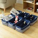 TcaFmac Small Storage Baskets [6 Pack] - Navy Blue Rectangular Storage Bins with Blue Stripes by TinyTreasures Baby Boutique
