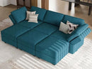 Belffin Terry Fabric Modular Sectional Sleeper Sofa Bed with Storage Convertible Sectional Couches for Living Room 6 Seaters Peacock Blue Modular Sofa by CozyNest Decor