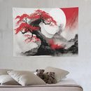 Cherry Blossoms Tapestry, Japanese Red Landscape Asian Abstract Art, Bedroom Living Room Decor 40"x30" by CozyNest Decor