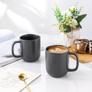 AmorArc 14oz Coffee Mugs Set of 6, Ceramic Coffee Mugs with Large Handle & Wavy Rim for Latte/Hot Cocoa/Tea, Stylish Coffee Cups for Men Women. Oven,Dishwasher&Microwave Safe, Dark Gray by CozyNest Decor