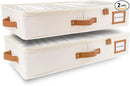 HOMELUX THEORY 2pc Under Bed Storage Containers, Bedroom Under the Bed Drawer Storage Organizer with Bins and Lids, Medium Underbed Clothes Storage Box Ideal for Blanket, Fabric, & Shoes (Ivory) by CozyNest Decor