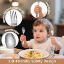HAKSEN Stainless Steel Toddler Utensils Set, 12PCS Kids Safe Forks and Spoons with Bunny and Puppy Motifs, Mirror Polished & Dishwasher Safe by TinyTreasures Baby Boutique