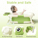 Baby Bathtub, Collapsible Newborn Bathtub for Infant to Toddler 0-24 Months with Soft Cushion and Thermometer,Portable Travel Newborn Tub with No-Slip Feet, Baby Shower Gifts,Green by TinyTreasures Baby Boutique