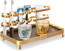 YUPER Bathroom Counter Organizer, Bathroom Organizers with Toothbrush Holder, Makeup Storage Shelf Vanity Tray Perfume Organizer, Bedroom Bar Corner Counter Storage Sink Shelf Gold by CozyNest Decor