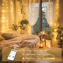 JMEXSUSS 300 LED Remote Control Curtain Lights, Plug in Fairy Curtain Lights Outdoor, Window Wall Hanging String Lights for Bedroom Backdrop Wedding Party Indoor Christmas Patio Dorm Decor, Warm White by CozyNest Decor