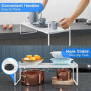 Expandable Cabinet Shelf Organizers, Kitchen Small Stand Rack Organization for Countertop Cupborad Pantry, White 3 Pack by CozyNest Decor