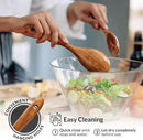 Zulay Kitchen Extra-Large 6-Piece Wooden Spoon Set - Smooth Teak Cooking Utensils - Comfort-Grip Non-Stick Turner, Spatula, Skimmer, Fork, Serving Spoon by CozyNest Decor