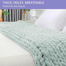 Bigacogo Chunky Knit Throw Blanket for Couch, 40x80 inches, 100% Hand Knitted with Thick Jumbo Chenille Yarn, Cozy Soft Large Rope Knot Cable Crochet Blankets for Sofa Bed Living Room, Mint by CozyNest Decor