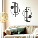 OYEFLY 2 Pcs Metal Abstract Wall Art,Modern Geometric Decor (Black, style 1) by CozyNest Decor