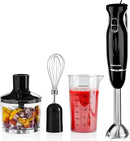 OVENTE Immersion Hand Blender, 300W Electric Handheld Portable Stick Mixer Set with 2 Mixing Speed, Stainless Steel Blades, Egg Whisk Attachment, Mixing Beaker and BPA-Free Food Chopper, Black HS565B by TinyTreasures Baby Boutique