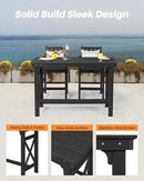 3 Pieces HDPE Outdoor Bar Table and Chairs Set, Tall Adirondack Chairs Set of 2 with Rectangular Bar Table, Patio Bar Stools Set, HDPE Outdoor Patio Bar Set for Balcony, Porch, Deck, Obsidian by GreenHaven Gardens
