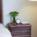 Mandy's Artificial Tulips 20 Stems Brown PU Faux Flowers for Wedding Home Decor 13.5 Inch by CozyNest Decor