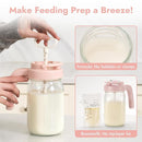 Papablic Glass Breastmilk Pitcher, Formula Mixing Pitcher with Mixing Handle Lid, Wide Mouth Mason Jar Mixer with Flip Locking Spout, Easy to Clean, BPA Free, Pink by TinyTreasures Baby Boutique