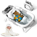 Collapsible Baby Bathtub for Newborn to Toddler (0-18 Month) - Portable Baby Bath Tub for Travel, Newborn Bathtub with Soft Towel and Floating Cushion (Gray) by TinyTreasures Baby Boutique