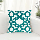 HWY 50 Teal Decorative Throw Pillow Covers 18x18 Inch (1 Piece), Embroidered Cotton Farmhouse Cushion Cover Pillow Case for Sofa Couch Living Room Bed, Geometric by CozyNest Decor