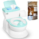 Real Feel 2-in-1 Potty with Wipes Storage, Flushing Sounds & Disposable Liners - Realistic Toilet - Easy to Clean & Assemble - Jool Baby (Aqua) by TinyTreasures Baby Boutique