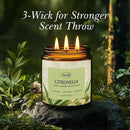 Auelife Citronella Candles Outdoor, 12oz Large 3-Wick Candle for Outside Patio Camping & Garden, Natural Soy Wax Citronella Candle for Summer Gift, Long Lasting for Indoor Home Scented, 50+ Hour Burn by CozyNest Decor