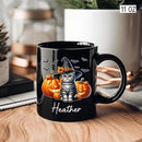 Customized American Shorthair Wearing Witch Hat Cup, Personalized Name American Shorthair Coffee Mugs, Cat with Pumpkins Ceramic Cups, Cat Halloween Black Mug 11oz 15oz, Gift for Halloween by TinyTreasures Baby Boutique