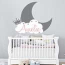 Personalized Name Moon & Cloud Wall Decal - Custom Baby Nursery Sticker - Peel and Stick Mural for Girls & Boys Room - Removable Vinyl Art Decor - Mural Decal for Nursery Decor (Wide 15"x12" Height) by TinyTreasures Baby Boutique