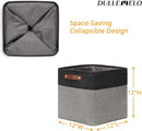 DULLEMELO Cube Collapsible Storage Bins, 12 inch Fabric Storage Cubes Bins Canvas Organization Baskets, Linen Closet Organizers Boxes for Home Organization and Storage (4 Pack - 12" Black&Grey) by TinyTreasures Baby Boutique