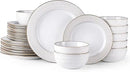GBHOME Ceramic Dinnerware Sets, 24 pcs Embossed Elegant Stoneware Plates and Bowls Sets, Housewarming Wedding Gift | Dishwasher & Microwave Safe | Dishes Set Service for 8 by CozyNest Decor