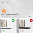 Floating Shelves for Wall, 55"W x 9.3"D x 1.5"H, Long Wooden Wall Mounted Display Shelves with Invisible Brackets for Living Room, Bedroom, Bathroom, Kitchen Decor and Storage, Set of 1, White by CozyNest Decor